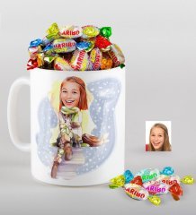 Kişiye Özel Bayan Karikatürlü Kupa ve Haribo Fruitbons Şeker Hediye Seti-17