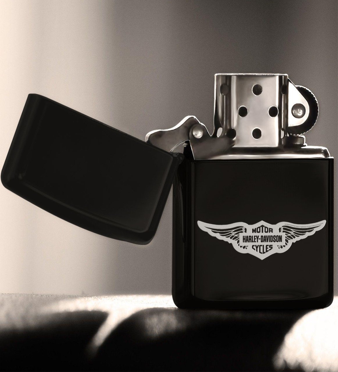 Harley Davidson Siyah Benzinli Metal Çakmak-4