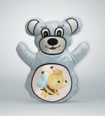 BK Gift Sevimli Arı Tasarımlı Mavi Ayıcık Yastık-1