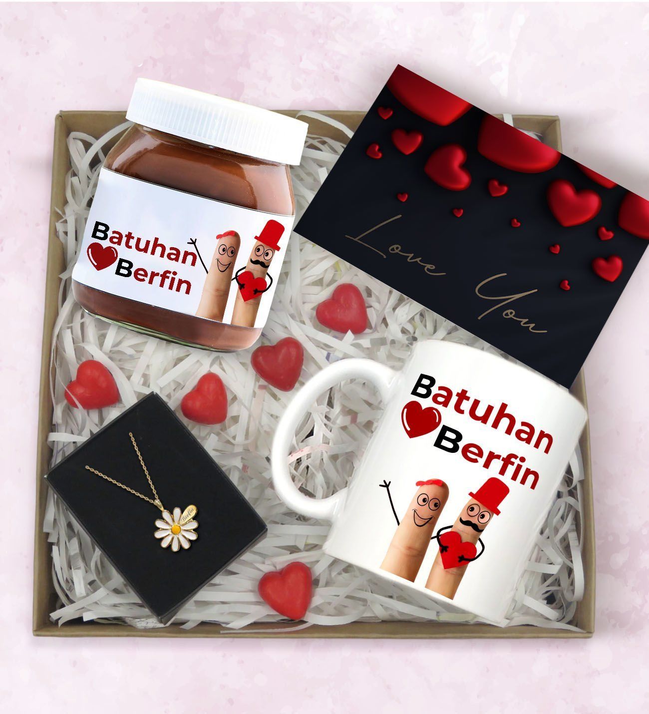 BK Gift Sevgiliye Özel Hediye Seti-8, Sevgililer Günü Hediyesi, Yıl Dönümü Hediyesi, Nutella 400gr., Doğum Günü Hediyesi