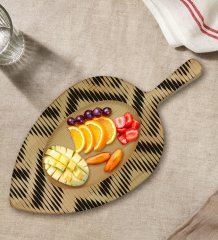 BK Gift Modern Art Tasarımlı Yaprak Şeklinde Doğal Ahşap Servis ve Sunum Tabağı Model 17