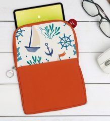 BK Gift Denizci Tasarımlı Taşınabilir Koruyucu Tablet Kılıfı & Organizer Çanta - Turuncu-1