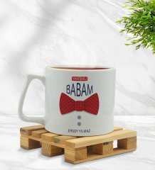 Kişiye Özel Yakışıklı Babam Tasarımlı Middle Beyaz Kupa Bardak Model 2