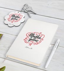 Kişiye Özel Yılbaşı Mutlu Yıllar Beyaz Defter Kalem ve Anahtarlık Hediye Seti-3