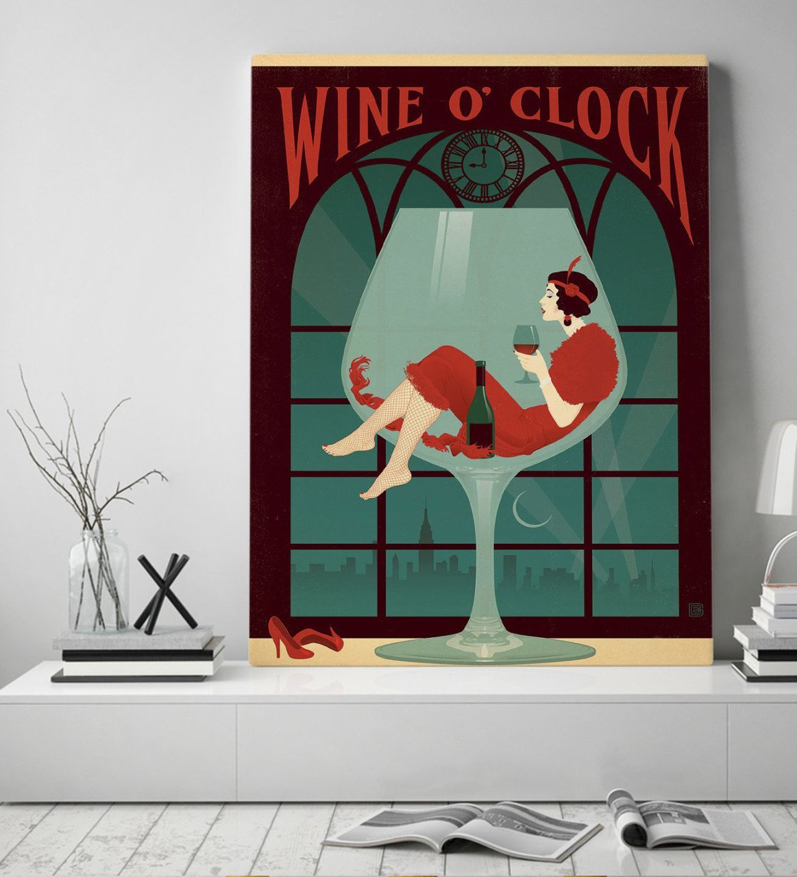 BK Gift Wine O'Clock Tasarımlı Kanvas Tablo 50x70cm-1