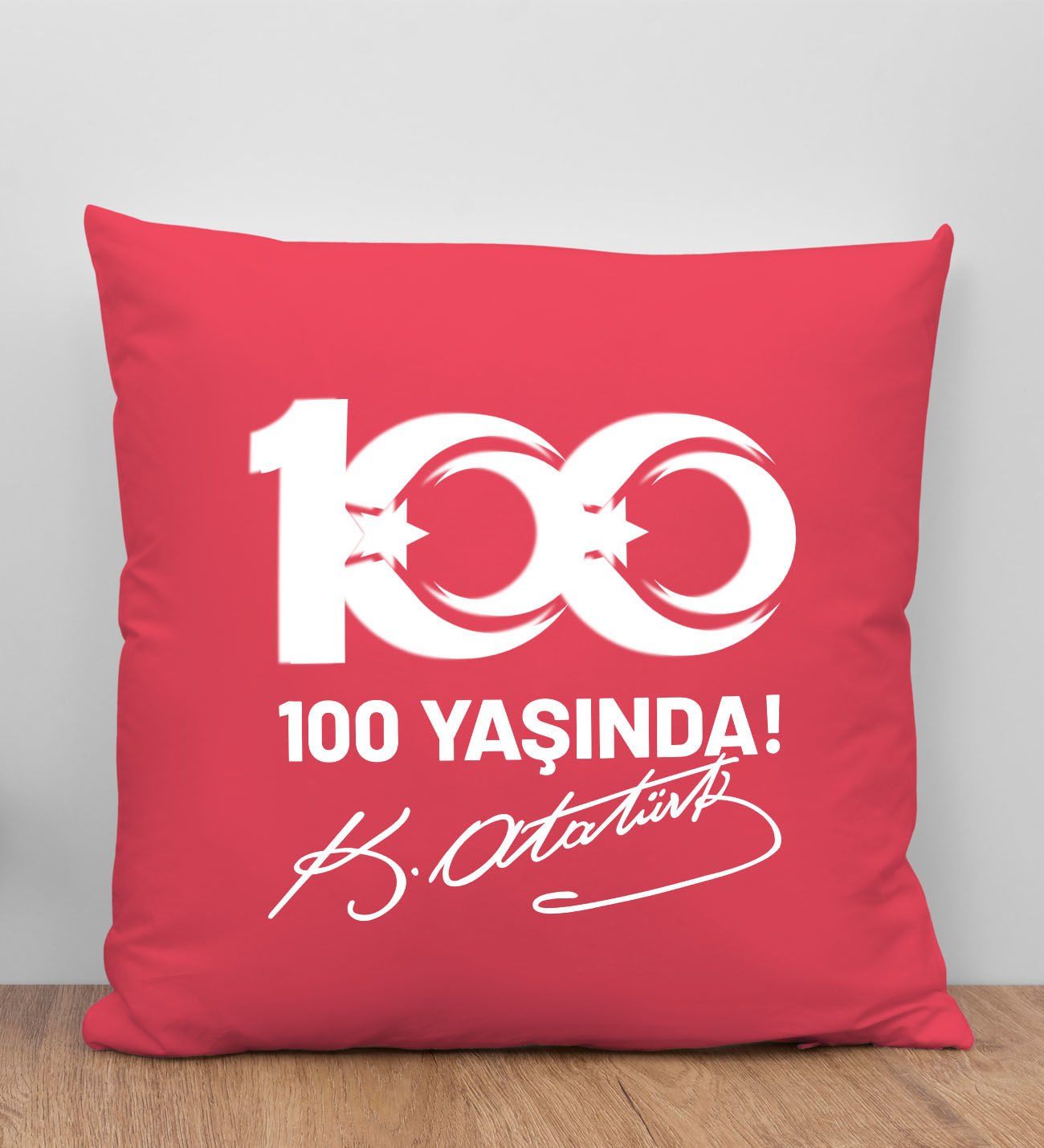 BK Gift 100. Yıl Hatırası Premium Kumaş Kırmızı Kırlent Yastık-4, 29 Ekim Hediyesi, Cumhuriyet Bayramı, 100.Yıl Hediyesi