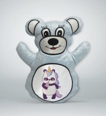 BK Gift Panda Tasarımlı Mavi Ayıcık Yastık-1