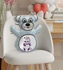 BK Gift Panda Tasarımlı Mavi Ayıcık Yastık-1