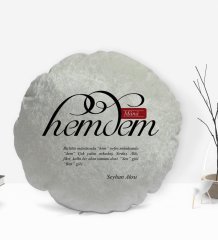 Kişiye Özel İsimli Mânâ Hemdem Tasarımlı Yuvarlak Dekoratif Kırlent Yastık-1