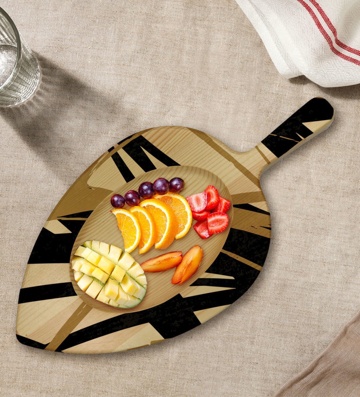 BK Gift Modern Art Tasarımlı Yaprak Şeklinde Doğal Ahşap Servis ve Sunum Tabağı Model 16