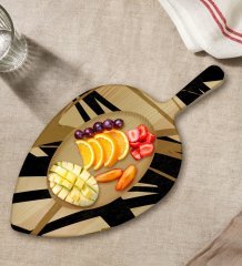 BK Gift Modern Art Tasarımlı Yaprak Şeklinde Doğal Ahşap Servis ve Sunum Tabağı Model 16