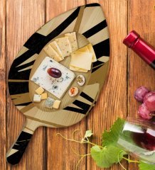 BK Gift Modern Art Tasarımlı Yaprak Şeklinde Doğal Ahşap Servis ve Sunum Tabağı Model 16