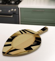 BK Gift Modern Art Tasarımlı Yaprak Şeklinde Doğal Ahşap Servis ve Sunum Tabağı Model 16