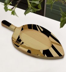 BK Gift Modern Art Tasarımlı Yaprak Şeklinde Doğal Ahşap Servis ve Sunum Tabağı Model 16