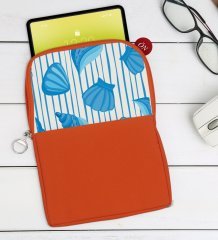 BK Gift Deniz Kabukları Tasarımlı Taşınabilir Koruyucu Tablet Kılıfı & Organizer Çanta - Turuncu-2