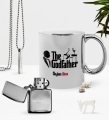 Kişiye Özel The Godfather Krom Kupa Benzinli Çakmak Kolye Seti