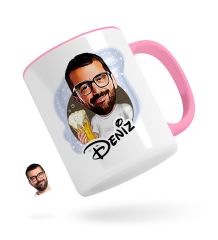 Kişiye Özel Erkek Karikatürlü Pembe Kupa Bardak-51