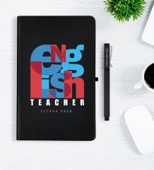 Kişiye Özel İngilizce Öğretmeni Siyah Defter Kalem Hediye Seti - 1