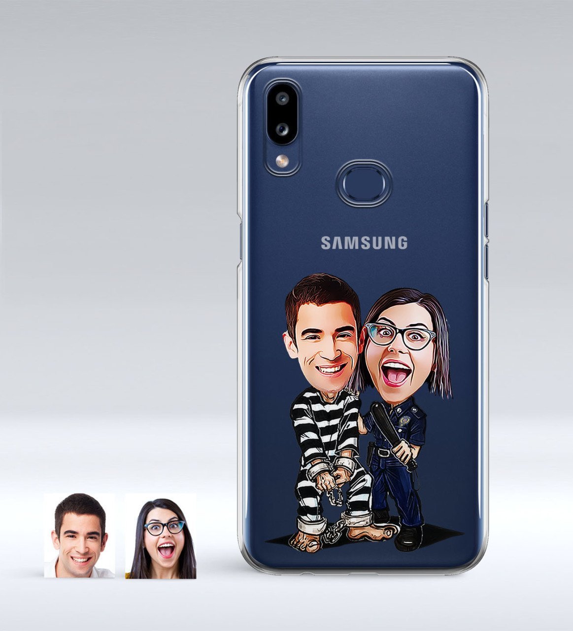 Kişiye Özel Sevgililer Karikatürlü Samsung Galaxy A10s İnce Şeffaf Silikon Telefon Kapağı-7