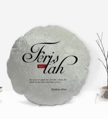 Kişiye Özel İsimli Mânâ Feriştah Tasarımlı Yuvarlak Dekoratif Kırlent Yastık-1