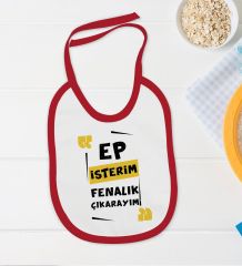 BK Kids Ep İsterim Tasarımlı Kırmızı Bebek Body Zıbın ve Mama Önlüğü Hediye Seti-1