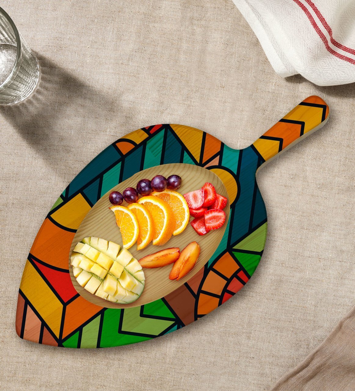 BK Gift Modern Art Tasarımlı Yaprak Şeklinde Doğal Ahşap Servis ve Sunum Tabağı Model 15