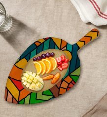 BK Gift Modern Art Tasarımlı Yaprak Şeklinde Doğal Ahşap Servis ve Sunum Tabağı Model 15