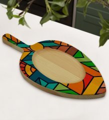 BK Gift Modern Art Tasarımlı Yaprak Şeklinde Doğal Ahşap Servis ve Sunum Tabağı Model 15
