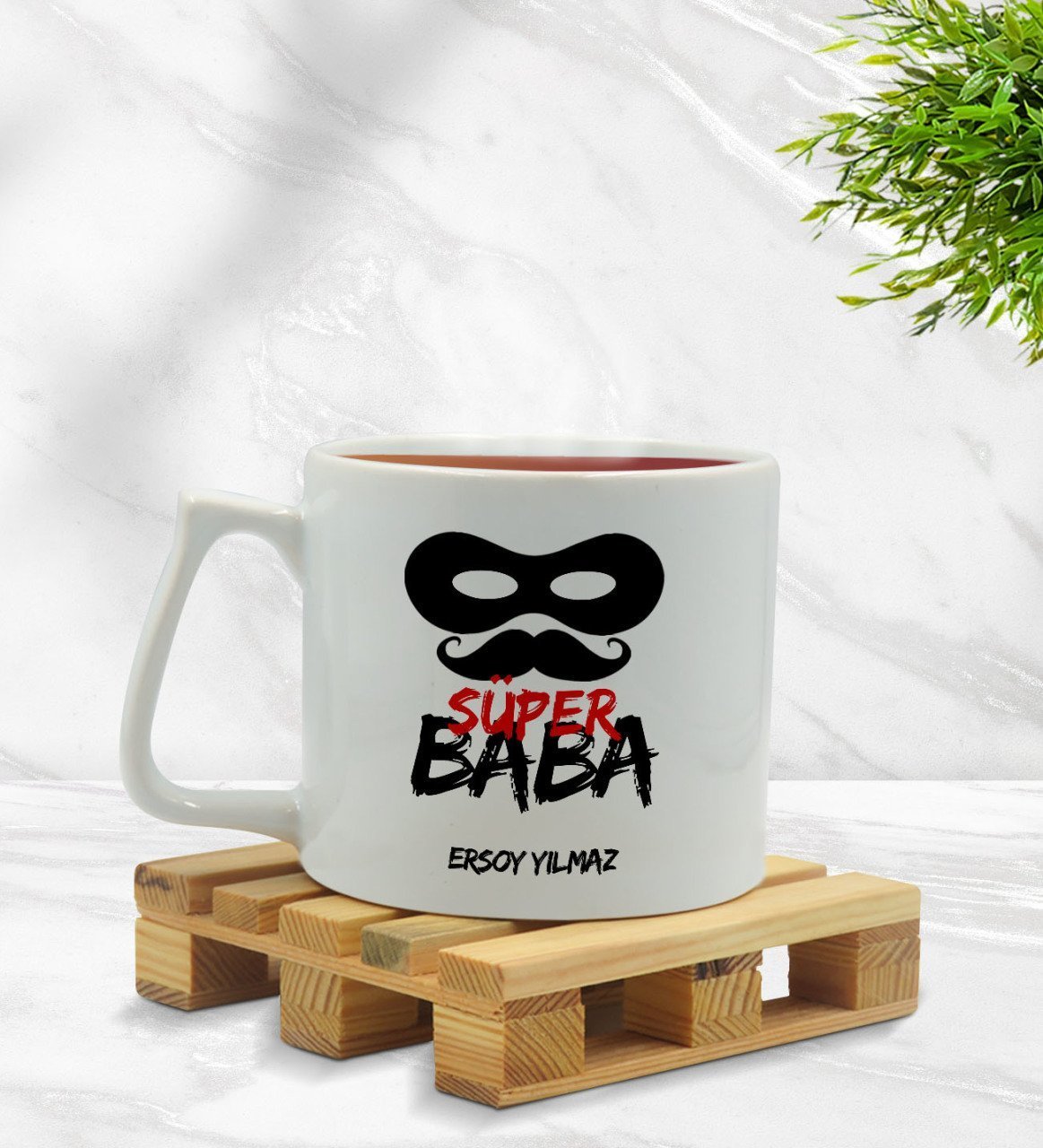 Kişiye Özel Süper Baba Tasarımlı Middle Beyaz Kupa Bardak Model 5