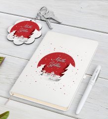 Kişiye Özel Yılbaşı Mutlu Yıllar Beyaz Defter Kalem ve Anahtarlık Hediye Seti-1