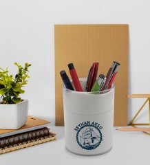 BK Gift Kişiye Özel Gemi Tasarımlı Beyaz Akrilik Kalemlik - Model 1