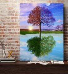 BK Gift Dört Mevsim Ağaç Tasarımlı Kanvas Tablo 70x100cm-1