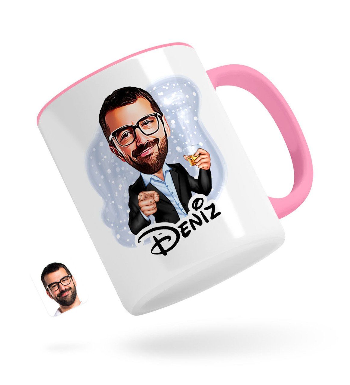 Kişiye Özel Erkek Karikatürlü Pembe Kupa Bardak-50