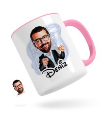 Kişiye Özel Erkek Karikatürlü Pembe Kupa Bardak-50