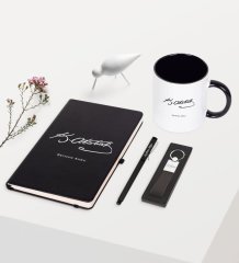 Kişiye Özel Atatürk Temalı Siyah Defter Kalem Anahtarlık Kupa Seti - 6