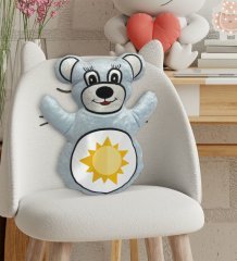 BK Gift Güneş Tasarımlı Mavi Ayıcık Yastık-1