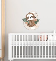 BK Gift Tembel Hayvan Tasarımlı Çocuk Odası Ahşap Duvar Süsü-1