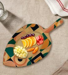 BK Gift Modern Art Tasarımlı Yaprak Şeklinde Doğal Ahşap Servis ve Sunum Tabağı Model 14