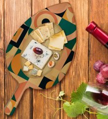 BK Gift Modern Art Tasarımlı Yaprak Şeklinde Doğal Ahşap Servis ve Sunum Tabağı Model 14