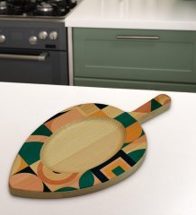 BK Gift Modern Art Tasarımlı Yaprak Şeklinde Doğal Ahşap Servis ve Sunum Tabağı Model 14