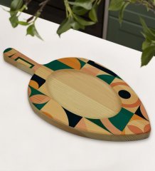 BK Gift Modern Art Tasarımlı Yaprak Şeklinde Doğal Ahşap Servis ve Sunum Tabağı Model 14