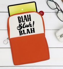 BK Gift Blah Blah Blah Tasarımlı Taşınabilir Koruyucu Tablet Kılıfı & Organizer Çanta - Turuncu-1