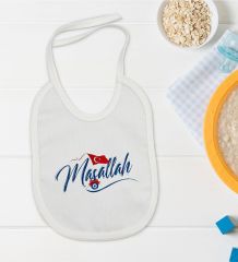 BK Kids Maşallah Tasarımlı Beyaz Bebek Mama Önlüğü-3