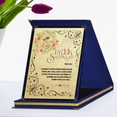 Kişiye Özel Evlilik Sertifikalı Lacivert Plaket
