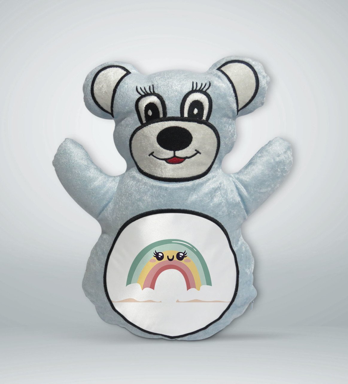 BK Gift Gökkuşağı Tasarımlı Mavi Ayıcık Yastık-2
