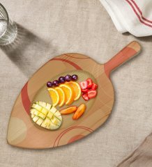 BK Gift Modern Art Tasarımlı Yaprak Şeklinde Doğal Ahşap Servis ve Sunum Tabağı Model 13