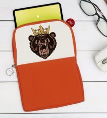 BK Gift Ayı Tasarımlı Taşınabilir Koruyucu Tablet Kılıfı & Organizer Çanta - Turuncu-1