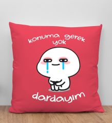 BK Gift Dardayım Tasarımlı Kırmızı Kırlent Yastık, Arkadaşa Hediye, Ev Dekorasyonu, Ev Hediyesi-1