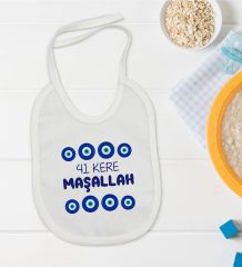 BK Kids Maşallah Tasarımlı Beyaz Bebek Mama Önlüğü-2