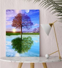 BK Gift Dört Mevsim Ağaç Tasarımlı Kanvas Tablo 30x50cm-1